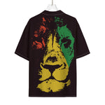 Grunge Rasta Lion Print Rayon Hawaiian Shirt