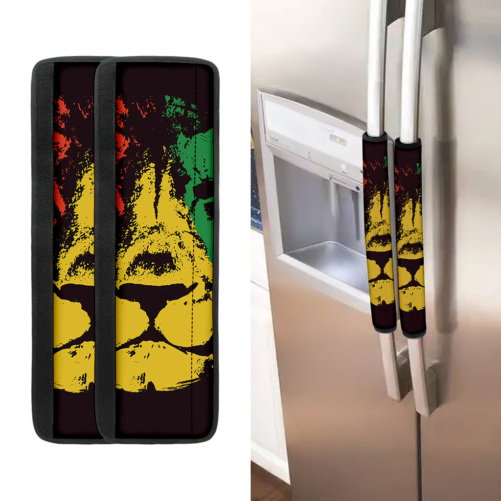 Grunge Rasta Lion Print Refrigerator Handle Covers
