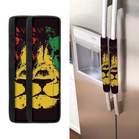 Grunge Rasta Lion Print Refrigerator Handle Covers