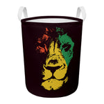 Grunge Rasta Lion Print Round Laundry Basket