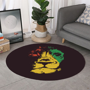 Grunge Rasta Lion Print Round Rug