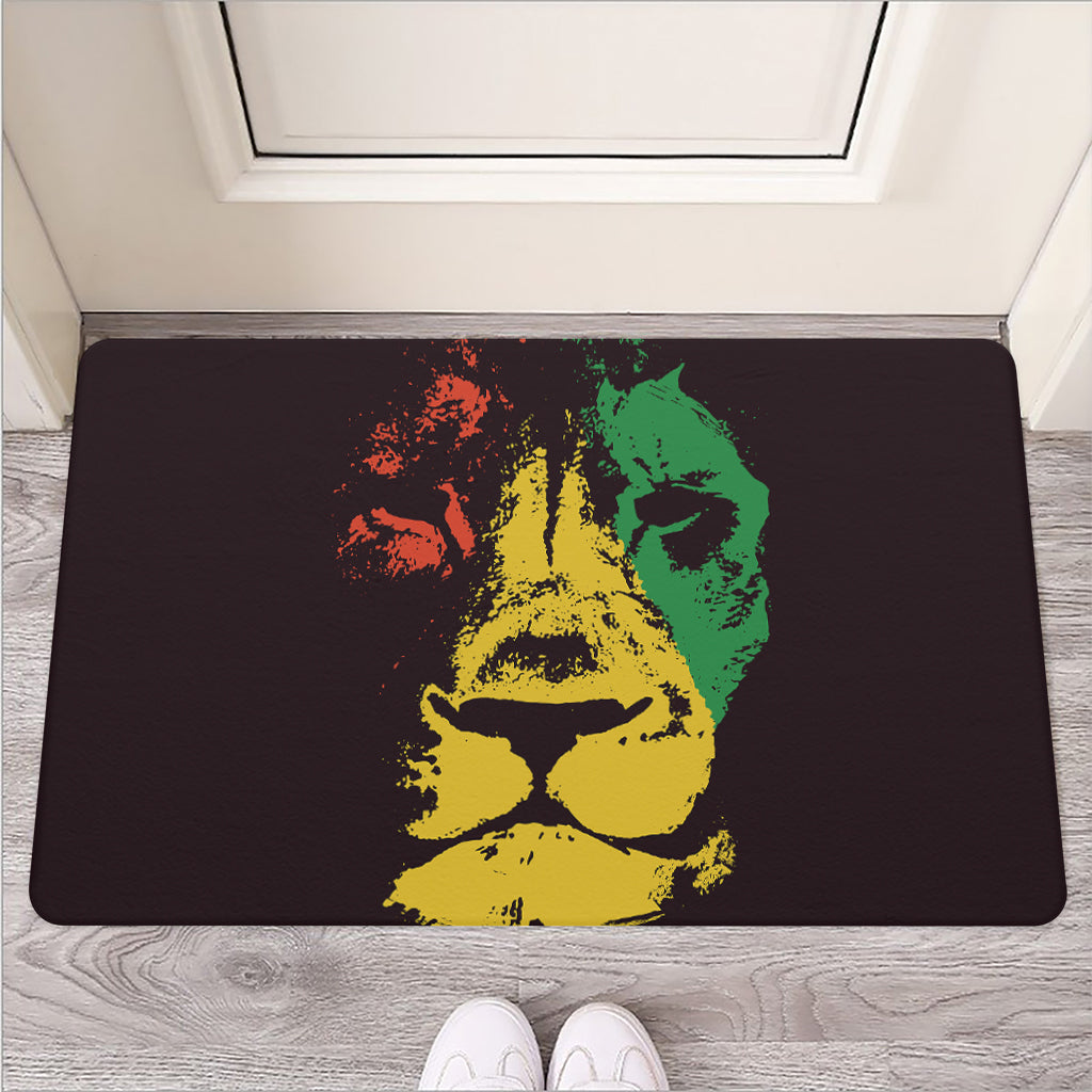 Grunge Rasta Lion Print Rubber Doormat