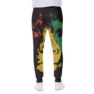 Grunge Rasta Lion Print Scuba Joggers