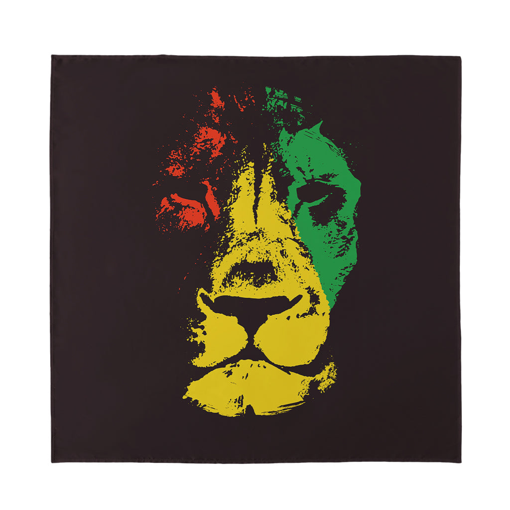 Grunge Rasta Lion Print Silk Bandana