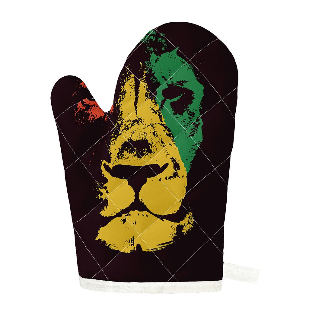 Grunge Rasta Lion Print Single Oven Mitt