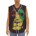 Grunge Rasta Lion Print Sleeveless Baseball Jersey