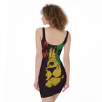 Grunge Rasta Lion Print Sleeveless Bodycon Dress