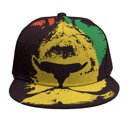 Grunge Rasta Lion Print Snapback Cap