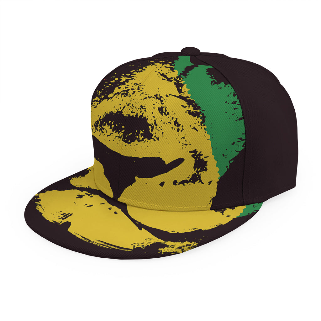 Grunge Rasta Lion Print Snapback Cap