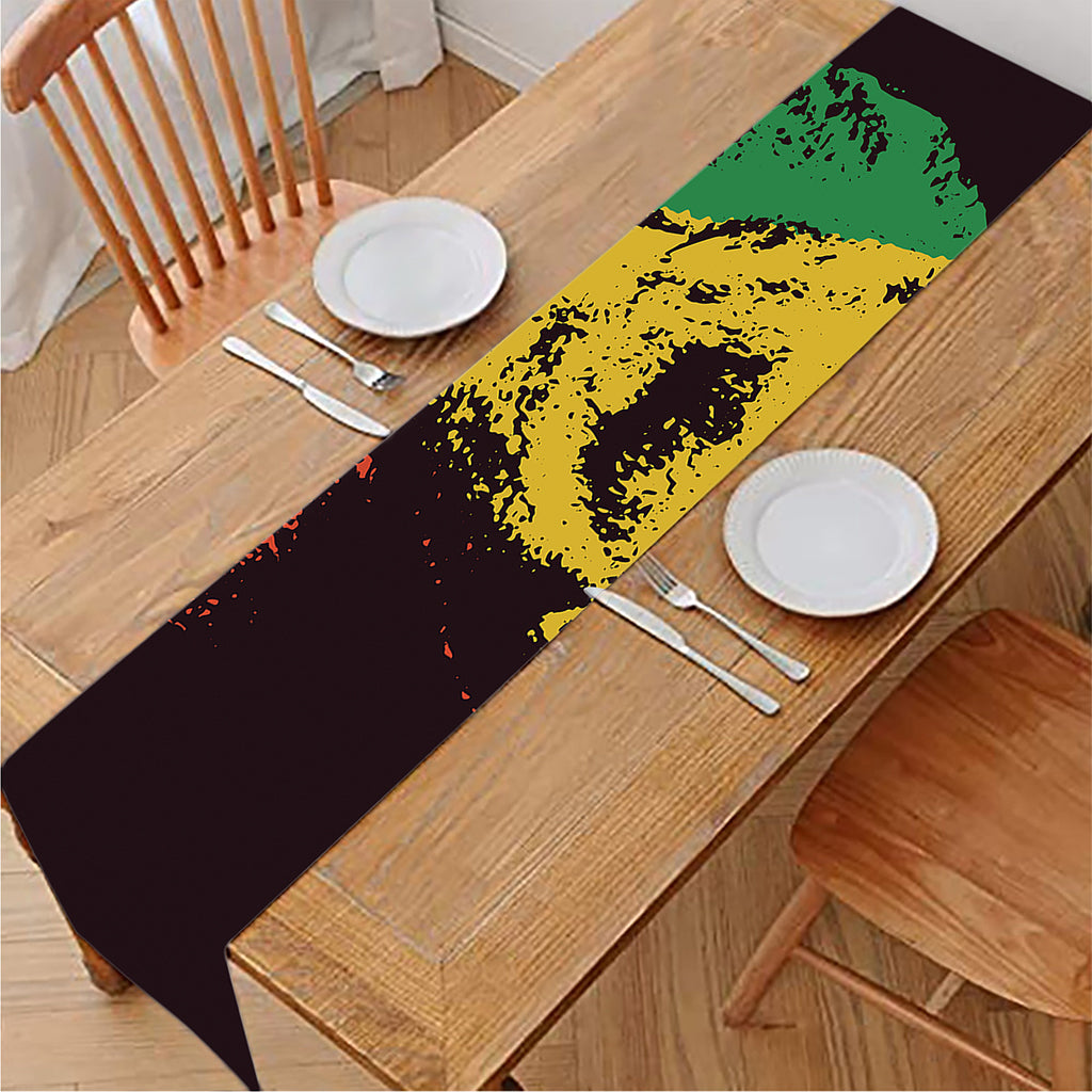 Grunge Rasta Lion Print Table Runner