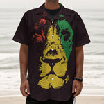 Grunge Rasta Lion Print Textured Short Sleeve Shirt