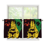 Grunge Rasta Lion Print Tier Curtains
