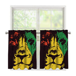 Grunge Rasta Lion Print Tier Curtains