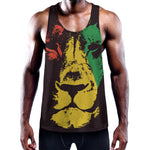 Grunge Rasta Lion Print Training Tank Top