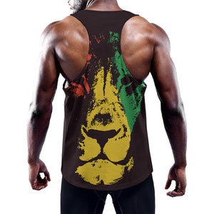 Grunge Rasta Lion Print Training Tank Top