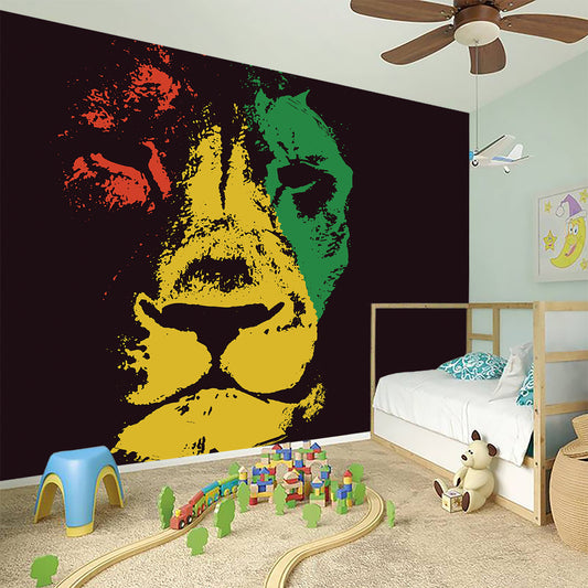 Grunge Rasta Lion Print Wall Sticker