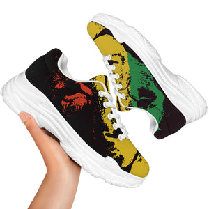 Grunge Rasta Lion Print White Chunky Shoes