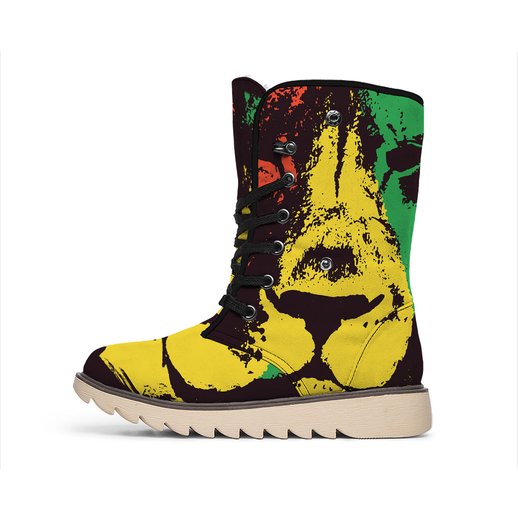 Grunge Rasta Lion Print Winter Boots