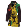 Grunge Rasta Lion Print Women's Bathrobe