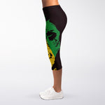 Grunge Rasta Lion Print Women's Capri Leggings