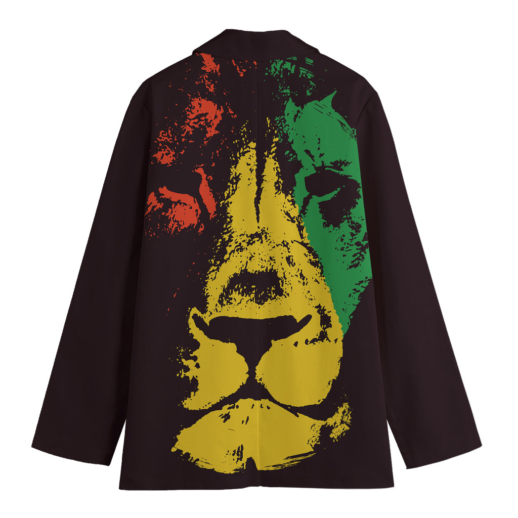 Grunge Rasta Lion Print Women's Cotton Blazer