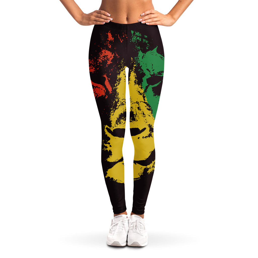 Grunge Rasta Lion Print Women's Leggings