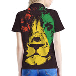 Grunge Rasta Lion Print Women's Polo Shirt