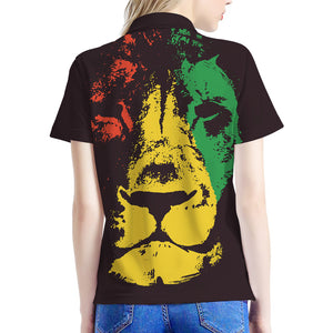 Grunge Rasta Lion Print Women's Polo Shirt
