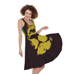 Grunge Rasta Lion Print Women's Sleeveless Dress