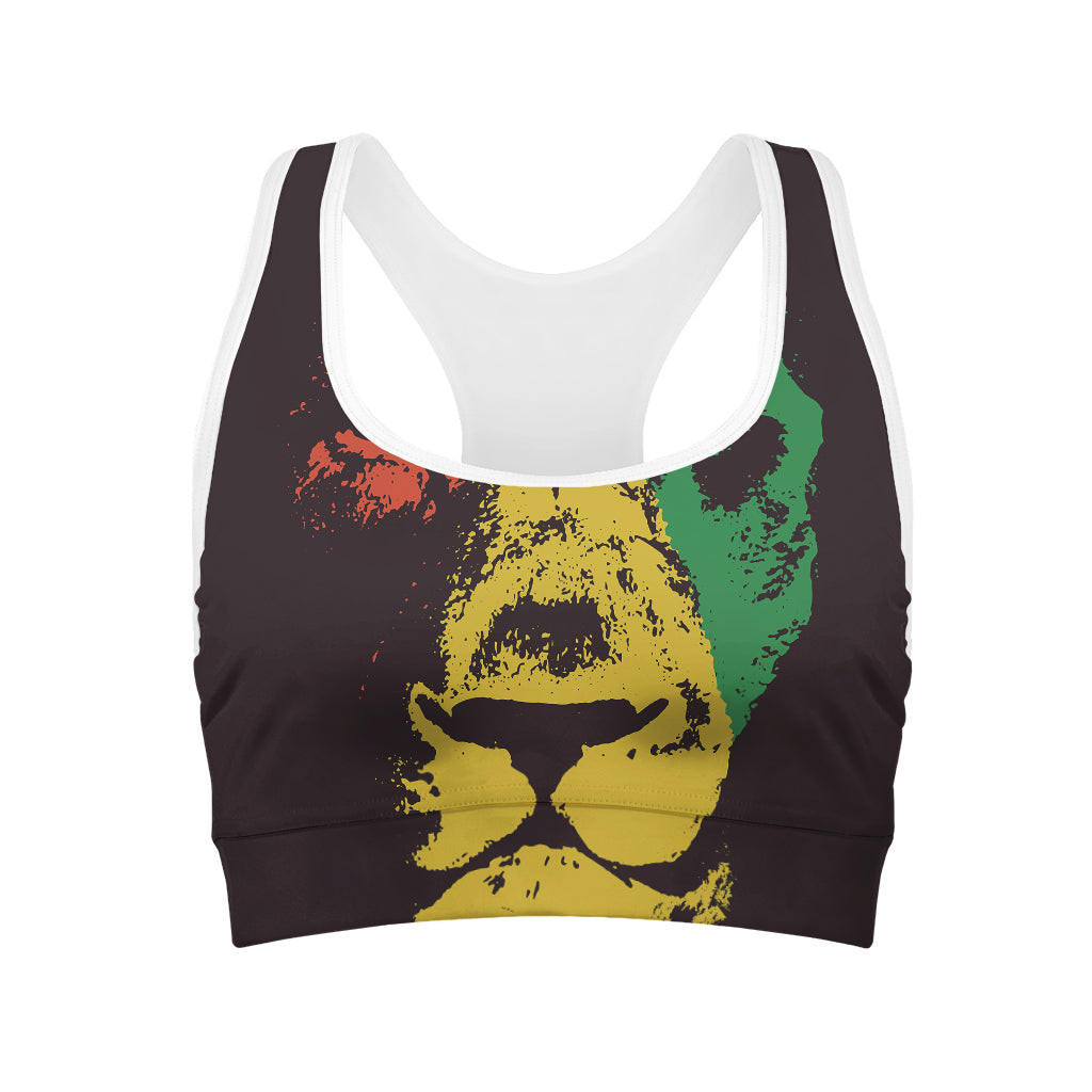 Grunge Rasta Lion Print Women's Sports Bra