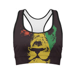 Grunge Rasta Lion Print Women's Sports Bra