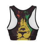 Grunge Rasta Lion Print Women's Sports Bra