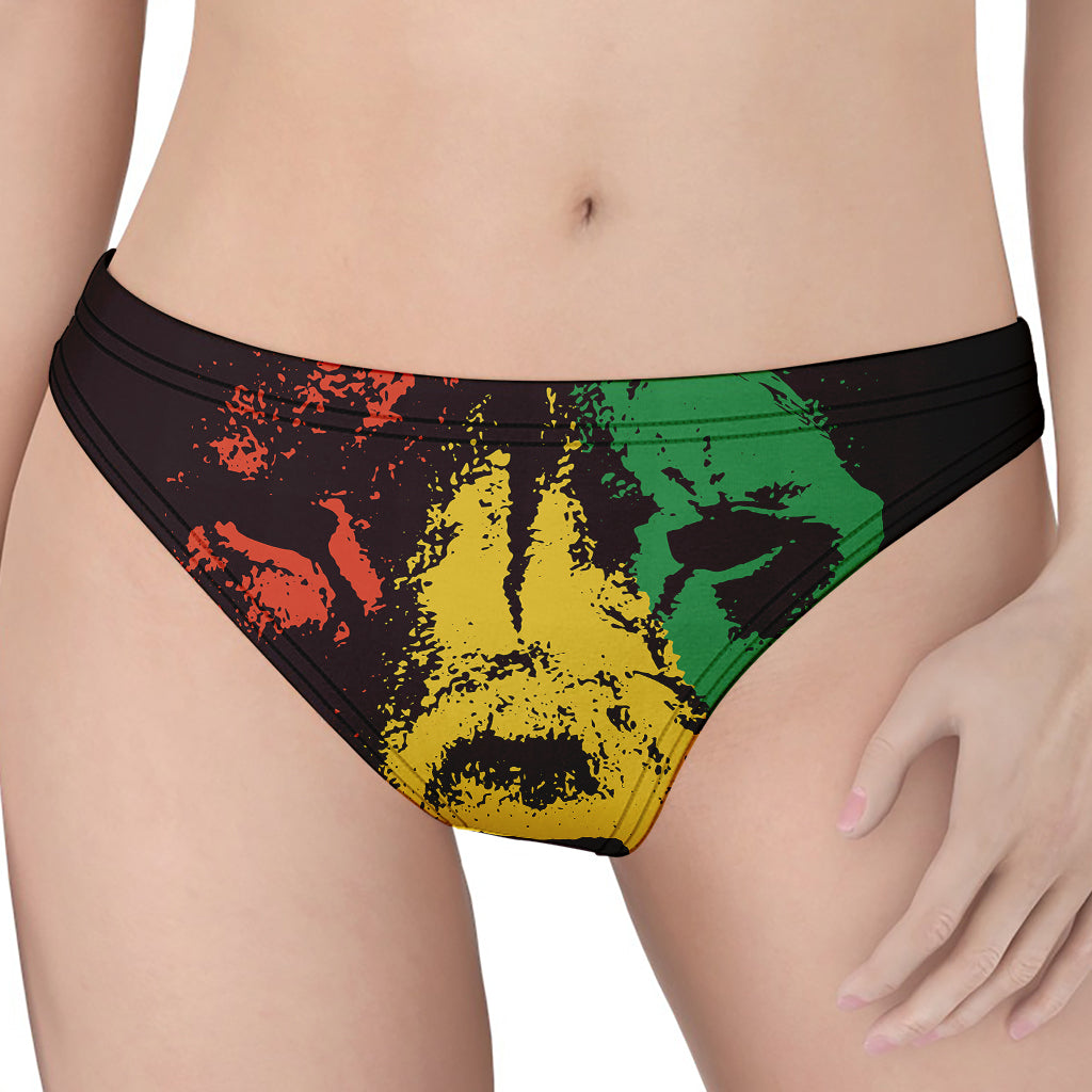 Grunge Rasta Lion Print Women's Thong