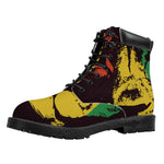 Grunge Rasta Lion Print Work Boots
