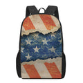 Grunge Ripped Paper American Flag Print 17 Inch Backpack