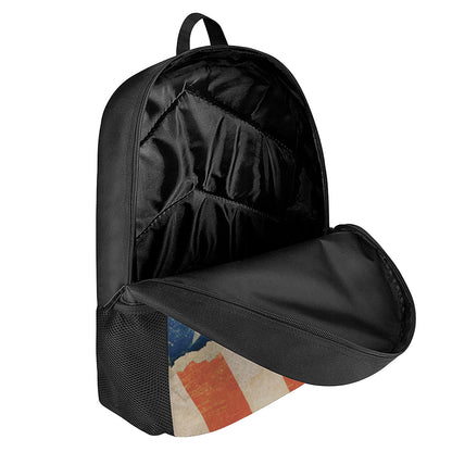 Grunge Ripped Paper American Flag Print 17 Inch Backpack