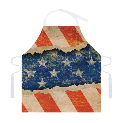 Grunge Ripped Paper American Flag Print Adjustable Apron