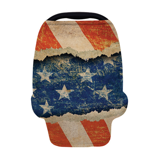 Grunge Ripped Paper American Flag Print Baby Seat Cover
