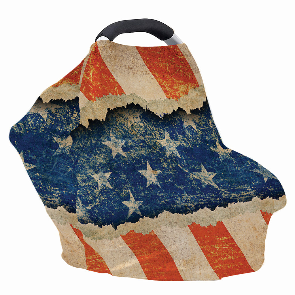 Grunge Ripped Paper American Flag Print Baby Seat Cover