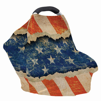 Grunge Ripped Paper American Flag Print Baby Seat Cover