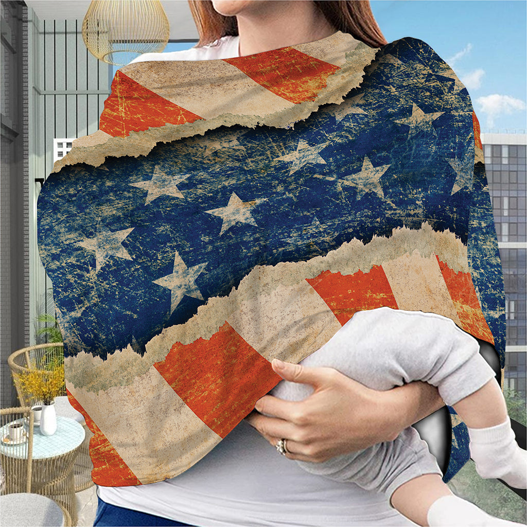 Grunge Ripped Paper American Flag Print Baby Seat Cover