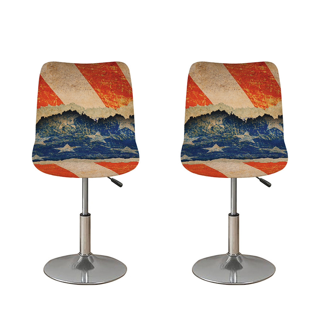 Grunge Ripped Paper American Flag Print Bar Stool Covers