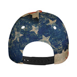 Grunge Ripped Paper American Flag Print Baseball Cap