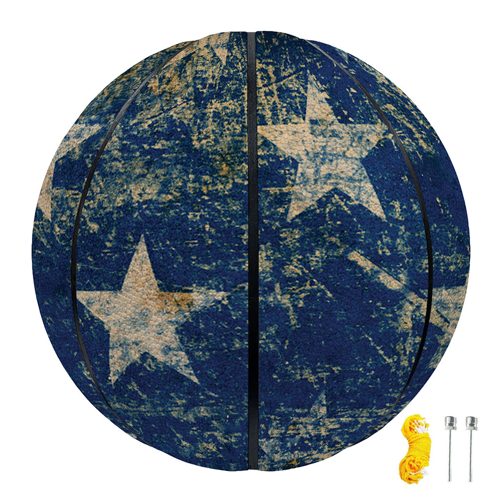 Grunge Ripped Paper American Flag Print Basketball