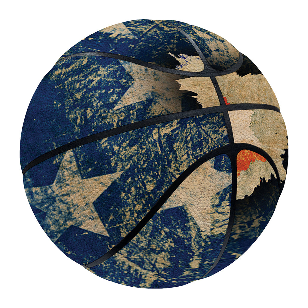 Grunge Ripped Paper American Flag Print Basketball