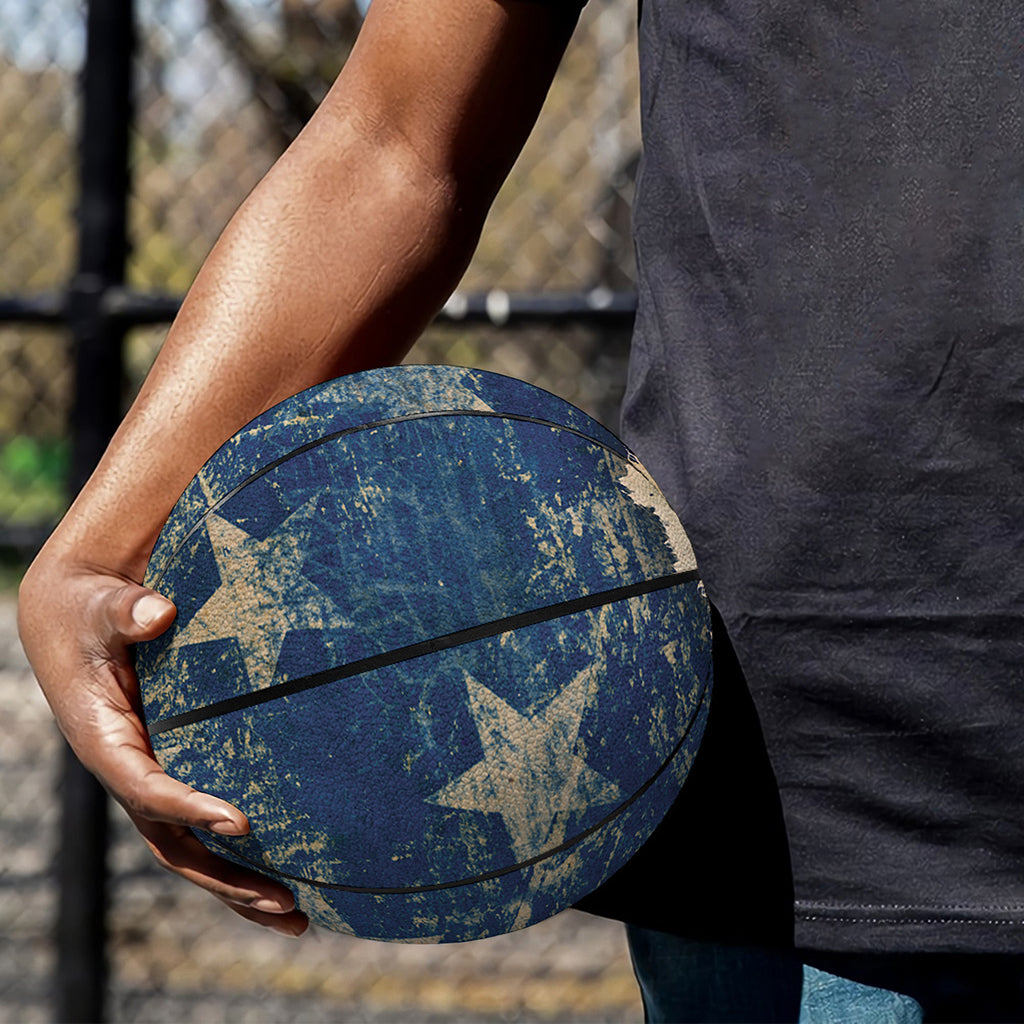 Grunge Ripped Paper American Flag Print Basketball