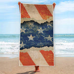 Grunge Ripped Paper American Flag Print Beach Towel