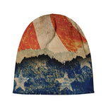 Grunge Ripped Paper American Flag Print Beanie