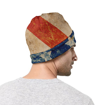 Grunge Ripped Paper American Flag Print Beanie