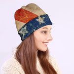 Grunge Ripped Paper American Flag Print Beanie